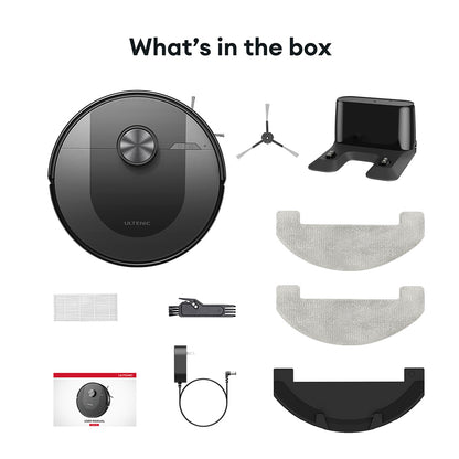 Ultenic D10 Robot Vacuum Cleaner, 15min LiDAR Quick Map, 4000Pa Suction, 120min Runtime, Carpet Auto-Boost, No-Go Zone, Time Scheduled, Siri/Alexa/APP Remote Control, for Hardwood, Tiles, Carpet, etc.