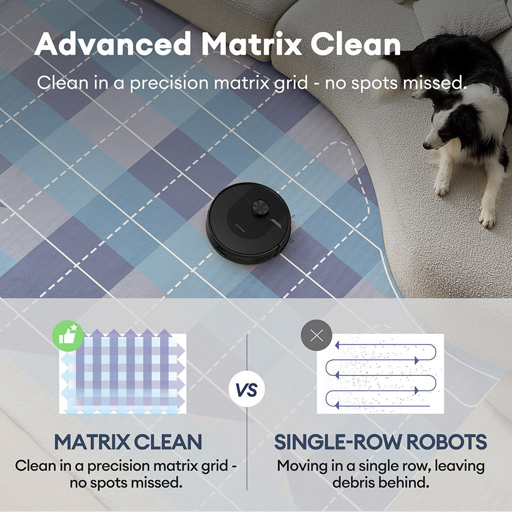 Ultenic D10 Robot Vacuum Cleaner, 15min LiDAR Quick Map, 4000Pa Suction, 120min Runtime, Carpet Auto-Boost, No-Go Zone, Time Scheduled, Siri/Alexa/APP Remote Control, for Hardwood, Tiles, Carpet, etc.