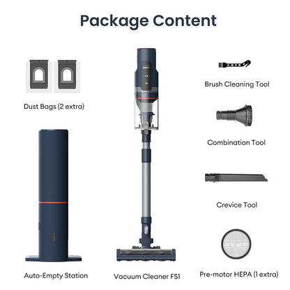 Ultenic FS1 Cordless Vacuum Cleaner with Auto-Empty Station, 30KPa Suction, 450W Motor, 4 Speed Modes, 5-Layer Filtration, Up to 60 Mins Runtime, Removable Battery, Touchscreen