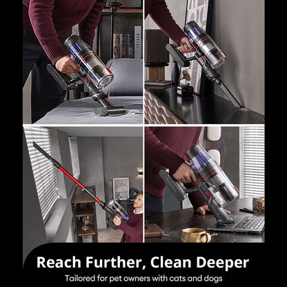 Ultenic U16 Flex Cordless Vacuum Cleaner, 45000Pa Suction, 60mins Runtime, GreenEye Technology, Folding Tube, Anti-Tangle Brush for Carpets, Animal Hair and Hard Floor