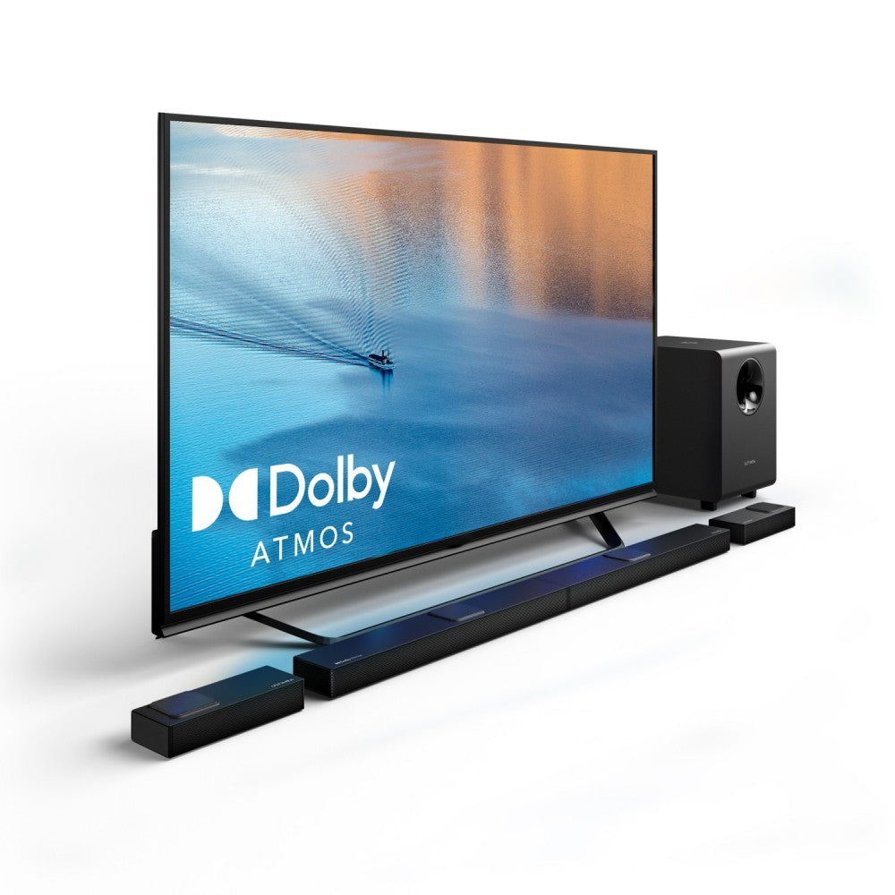 Ultimea Nova S90 7.1.4 Channel Soundbar Subwoofer Speaker Kit, Dolby Atmos, 740W Peak Power, 4K HDR Pass-through, 6 Equalizer Modes