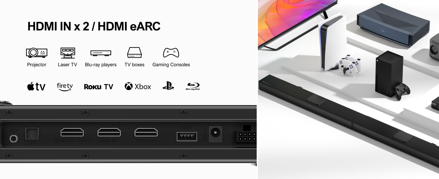 Ultimea Nova S90 7.1.4 Channel Soundbar Subwoofer Speaker Kit, Dolby Atmos, 740W Peak Power, 4K HDR Pass-through, 6 Equalizer Modes