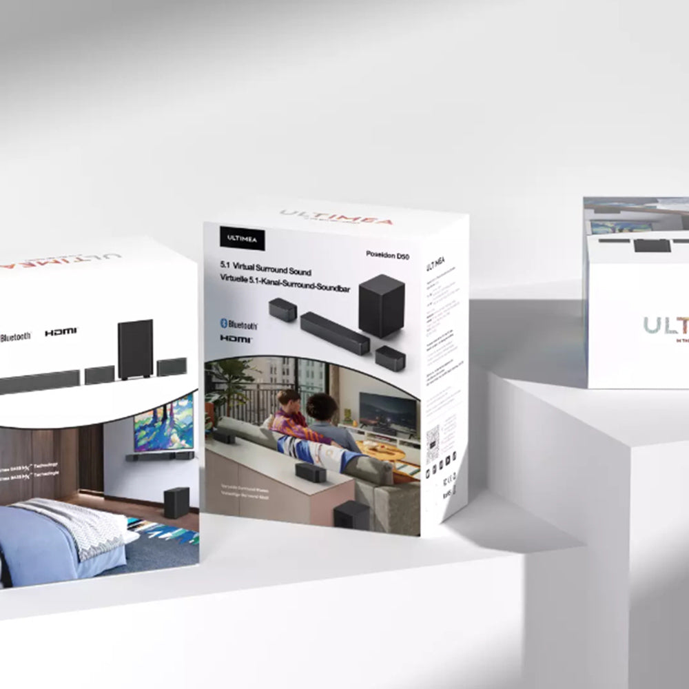 Ultimea Poseidon D50 5.1 Channel Soundbar with Subwoofer and Rear Surround Speakers, Adjustable Surround Level, 3 EQ Modes