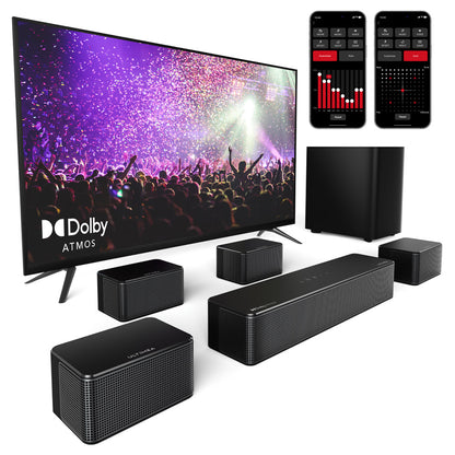 Ultimea Poseidon D80 7.1 Channel Soundbar Subwoofer Speaker Kit, Dolby Atmos, 460W Peak Power, APP Control, 10 Bands Equalizer Settings, 121 Preset EQ Matrices, Bluetooth 5.3