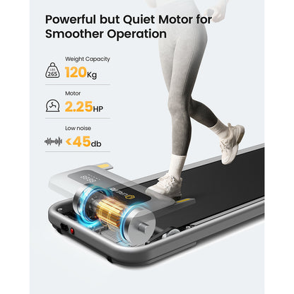 UREVO U1 Under Desk Walking Treadmill, 42x125cm Running Area, 2.25HP Motor, Max Load 120kg, LED Display, for Home