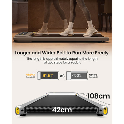 UREVO U1 Under Desk Walking Treadmill, 42x125cm Running Area, 2.25HP Motor, Max Load 120kg, LED Display, for Home