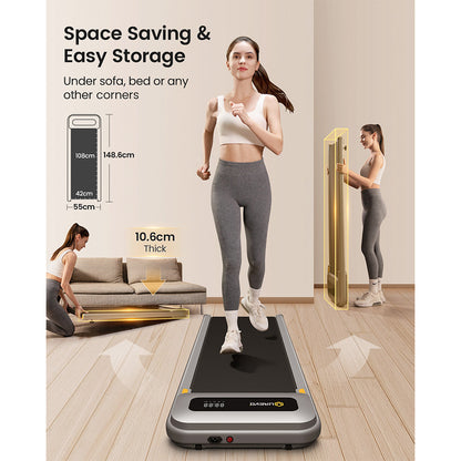 UREVO U1 Under Desk Walking Treadmill, 42x125cm Running Area, 2.25HP Motor, Max Load 120kg, LED Display, for Home