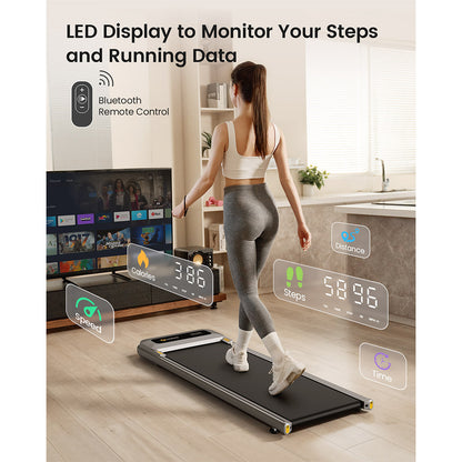 UREVO U1 Under Desk Walking Treadmill, 42x125cm Running Area, 2.25HP Motor, Max Load 120kg, LED Display, for Home