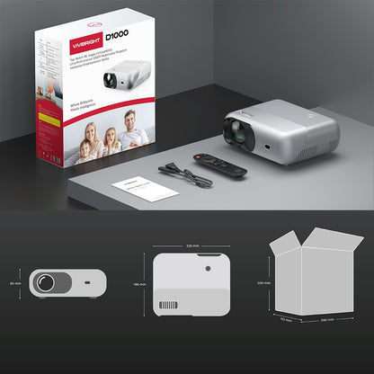 VIVIBRIGHT D1000 LCD Projector, 450 ANSI Lumens, Native 1080P, 2.4G/5G WiFi, Bluetooth 4.0