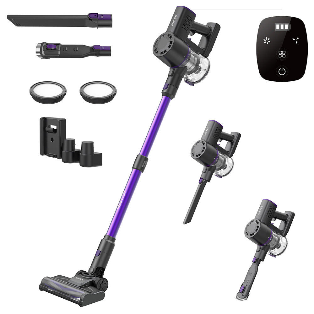 Vactidy V8 Pro Cordless Vacuum Cleaner, 25kPa Powerful Suction, Cyclonic Filtration System, 500ml Dust Cup, LED Touch Display, 180° Rotatable Brush Head, 35min Runtime, Self-Standing Design