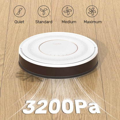 Verefa V60 Pro Robot Vacuum Cleaner, Self Emptying, 3200Pa Suction, 2L Dust Bag, Quiet Cleaning, Smart Navigation 2.0, 150Mins Max Runtime, APP/Remote Control - White