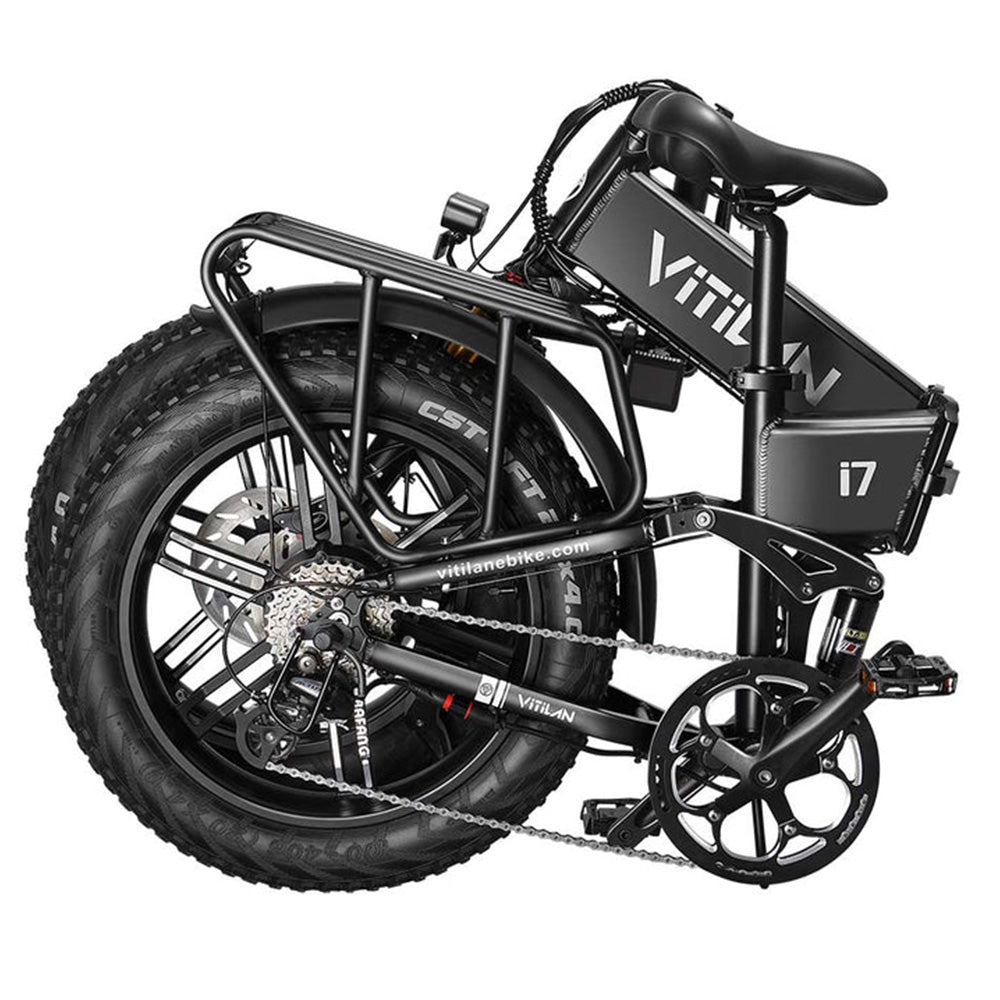 Vitilan I7 Pro 3.0 Electric Bike, 750W Motor, 48V 20Ah Battery, 20*4.0-inch Fat Tire, 45km/h Max Speed, 110km Max Range, Hydraulic Disc Brake, Hydraulic Suspension Rear Shock, Air Suspension Front Fork, Shimano 8 Speed - Black