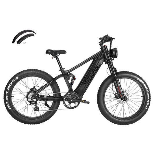 Vitilan T7 Mountain Electric Bike, 26*4.0-inch CST Fat Tires 750W Bafang Motor 48V 20Ah Battery 45 k/h Max Speed 100-120 km Range Backlit LCD Display Front &amp; Rear Hydraulic Disc Brakes SHIMANO 8-Speed - Black