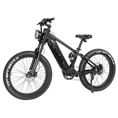 Vitilan T7 Mountain Electric Bike, 26*4.0-inch CST Fat Tires 750W Bafang Motor 48V 20Ah Battery 45 k/h Max Speed 100-120 km Range Backlit LCD Display Front &amp; Rear Hydraulic Disc Brakes SHIMANO 8-Speed - Black