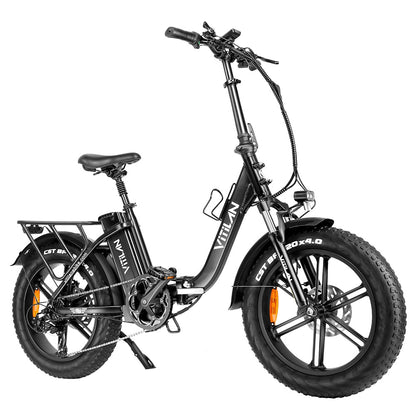 Vitilan U7 2.0 Foldable Electric Bike, 20*4.0-inch Fat Tire 750W Motor 48V 20Ah Removable LG Lithium Battery 28mph Max Speed 50-65miles Range Dual Suspension System Hydraulic Disc Brake - Black