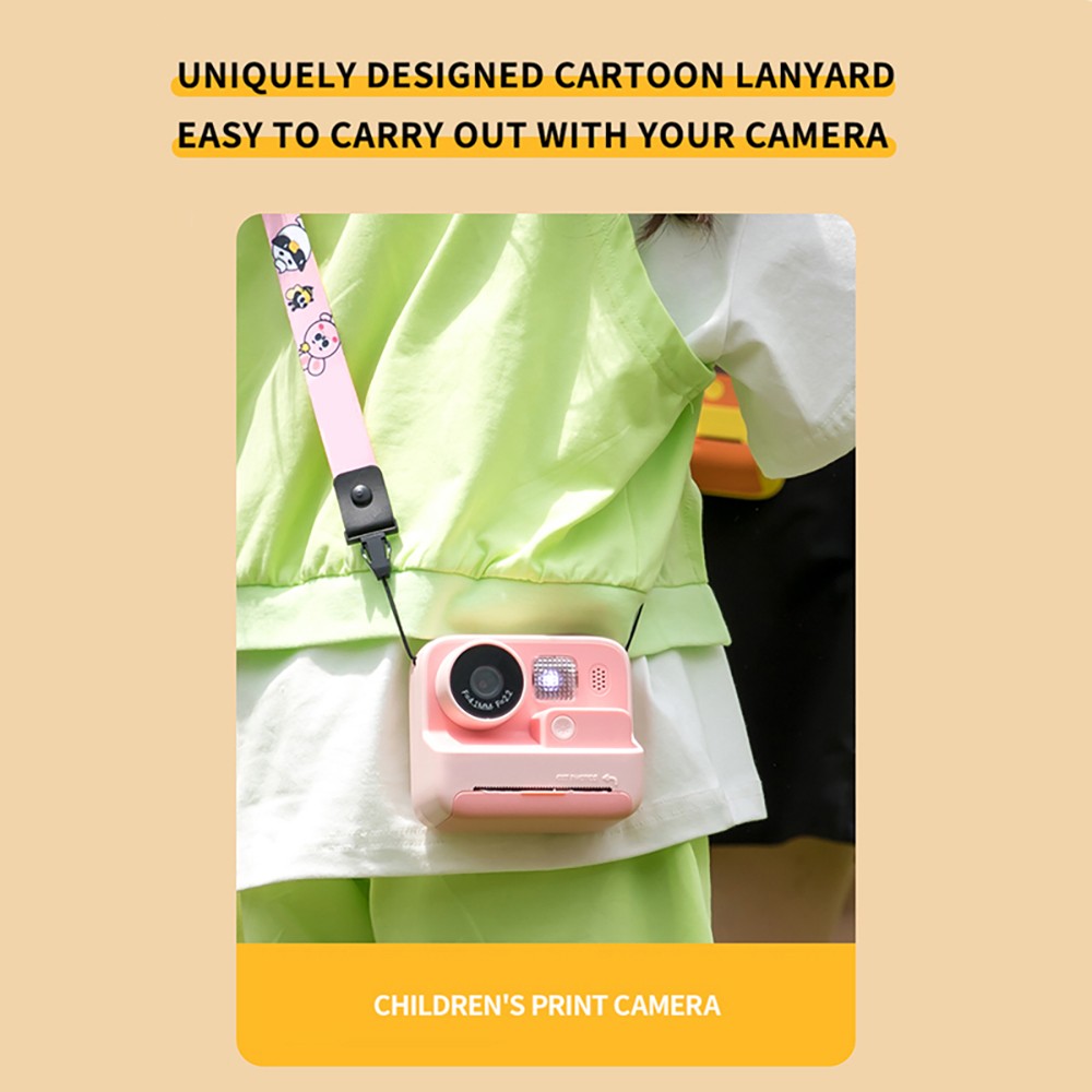 WOWKIDS K27 Kids Instant Print Camera, 48MP Front &amp; Rear Dual Cameras, 1080P Resolution, 4 Filters, 32GB TF Card, 1400mAh Battery - Pink