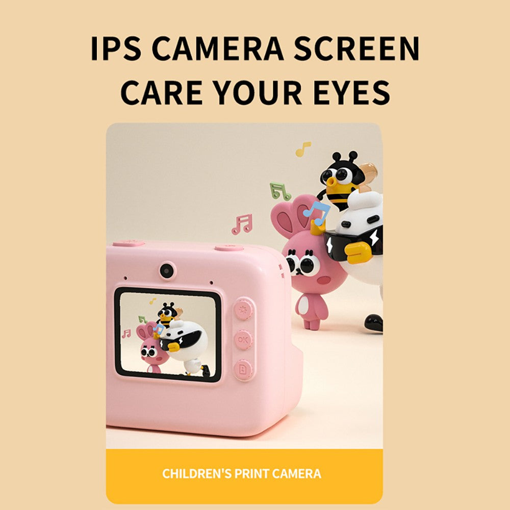 WOWKIDS K27 Kids Instant Print Camera, 48MP Front &amp; Rear Dual Cameras, 1080P Resolution, 4 Filters, 32GB TF Card, 1400mAh Battery - Pink