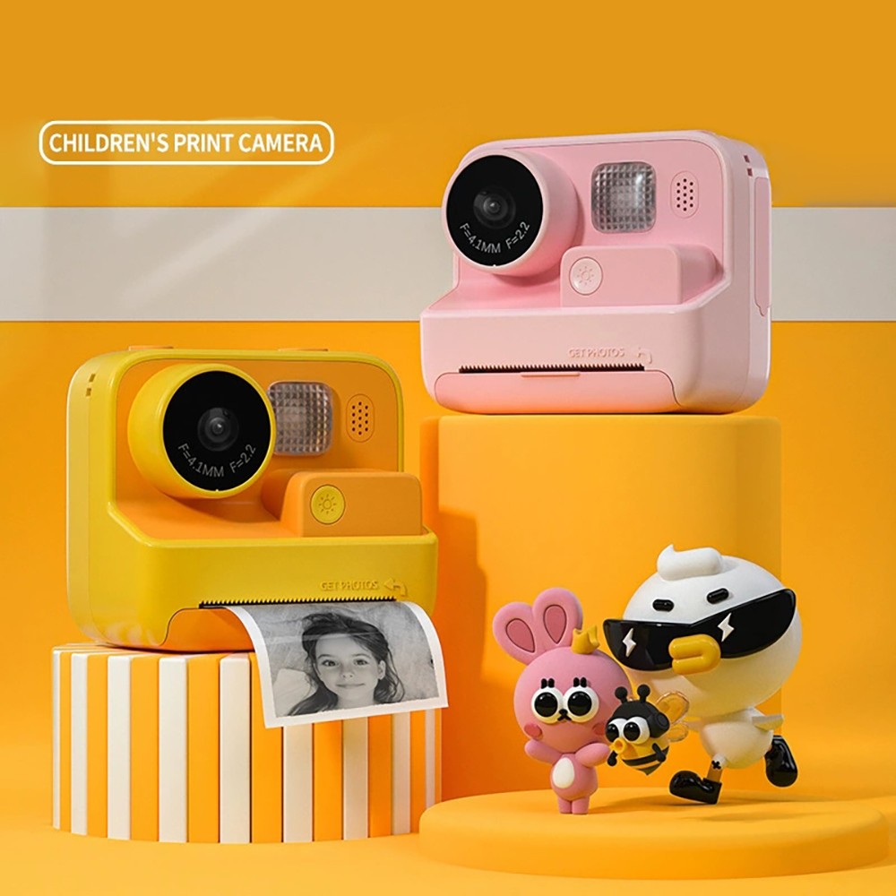 WOWKIDS K27 Kids Instant Print Camera, 48MP Front &amp; Rear Dual Cameras, 1080P Resolution, 4 Filters, 32GB TF Card, 1400mAh Battery - Pink