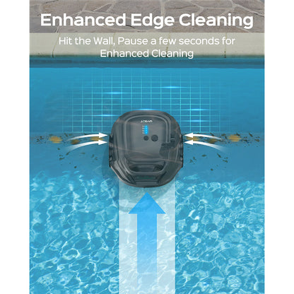 WYBOT A1 Cordless Pool Robot Vacuum, Double Filters, 120min Runtime, 2.5H Fast Charging, for Above Ground Flat-Bottom Pools, Black
