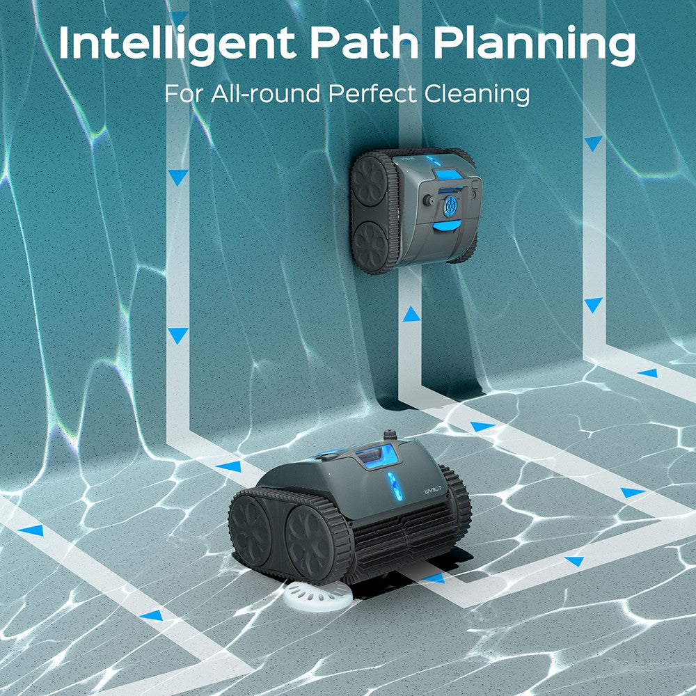 WYBOT C1 MAX Cordless Pool Robot Vacuum with APP, 180-240min Runtime, 3 Cleaning Modes, Wall Climbing, 65W Suction Power, Up to 2152sq.ft Area, Gray