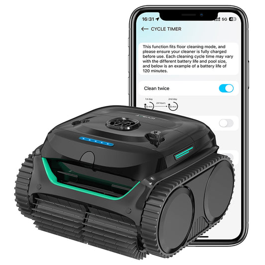WYBOT C2 Cordless Pool Robot Vacuum, Wall and Waterline Cleaning, Dual Cleaning Filtration, for Inground Pools Up to 1614Sq.ft, Black Green
