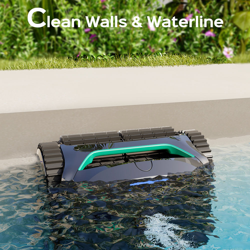 WYBOT C2 Cordless Pool Robot Vacuum, Wall and Waterline Cleaning, Dual Cleaning Filtration, for Inground Pools Up to 1614Sq.ft, Black Green