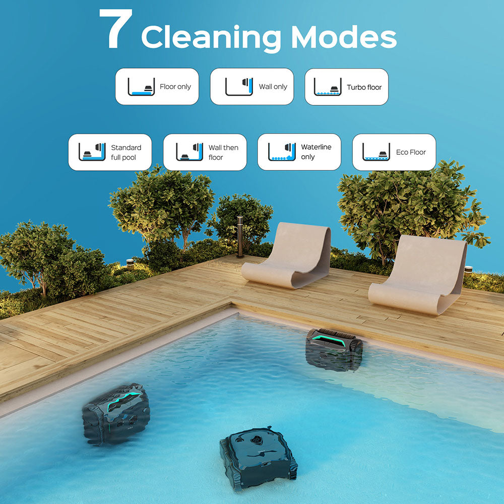 WYBOT C2 Cordless Pool Robot Vacuum, Wall and Waterline Cleaning, Dual Cleaning Filtration, for Inground Pools Up to 1614Sq.ft, Black Green