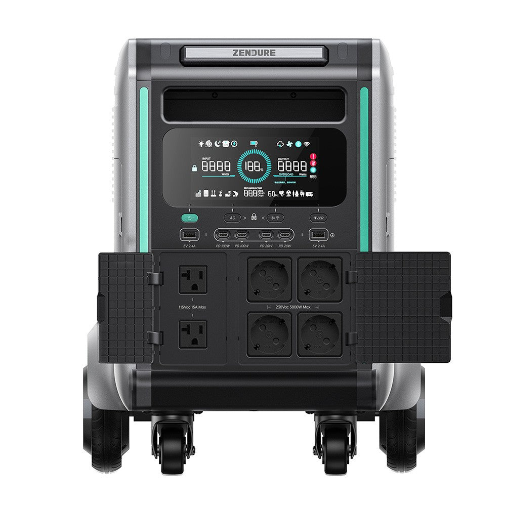 ZENDURE SuperBase V6400 Portable Power Station, 6438Wh Semi-Solid State Battery, 3800 AC Output, Expandable to 64380Wh, 120V/240V Dual Voltage, 16 Outputs, 3000W Solar Input, APP Control