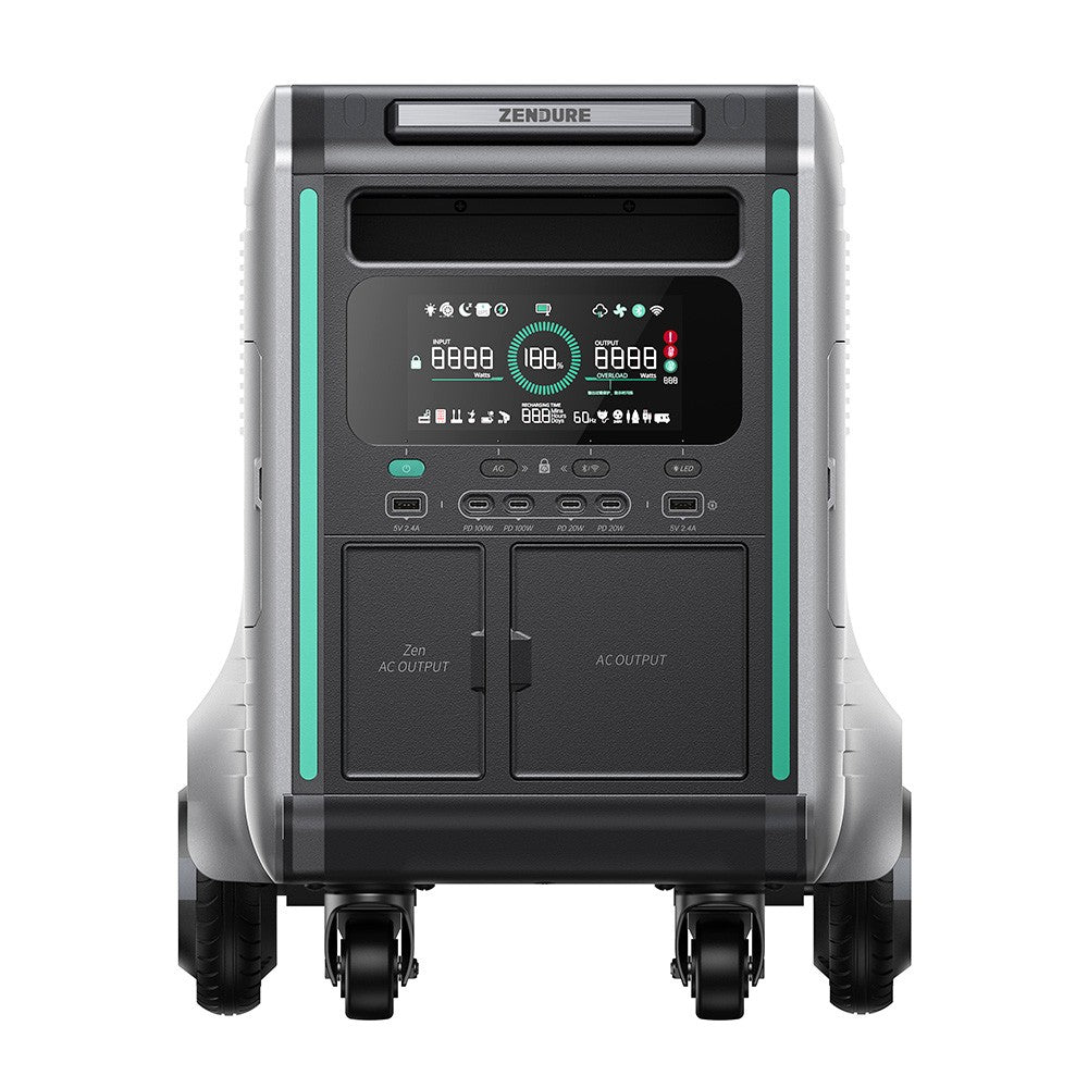 ZENDURE SuperBase V6400 Portable Power Station, 6438Wh Semi-Solid State Battery, 3800 AC Output, Expandable to 64380Wh, 120V/240V Dual Voltage, 16 Outputs, 3000W Solar Input, APP Control