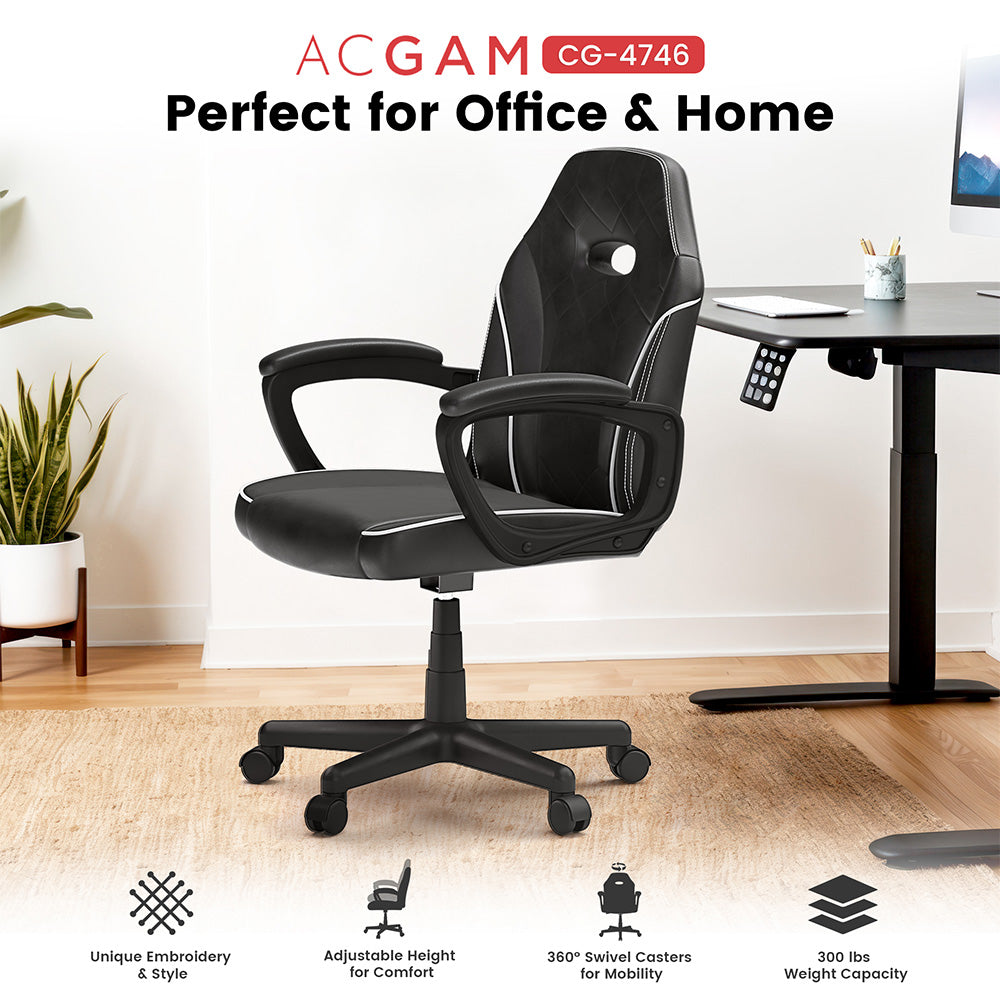 ACGAM CG-4746 Gaming Office Chair Small Version, Ergonomic Foam Backrest, 360° Swivel & Adjustable Height, 36o°Swivel and Height Adjustment