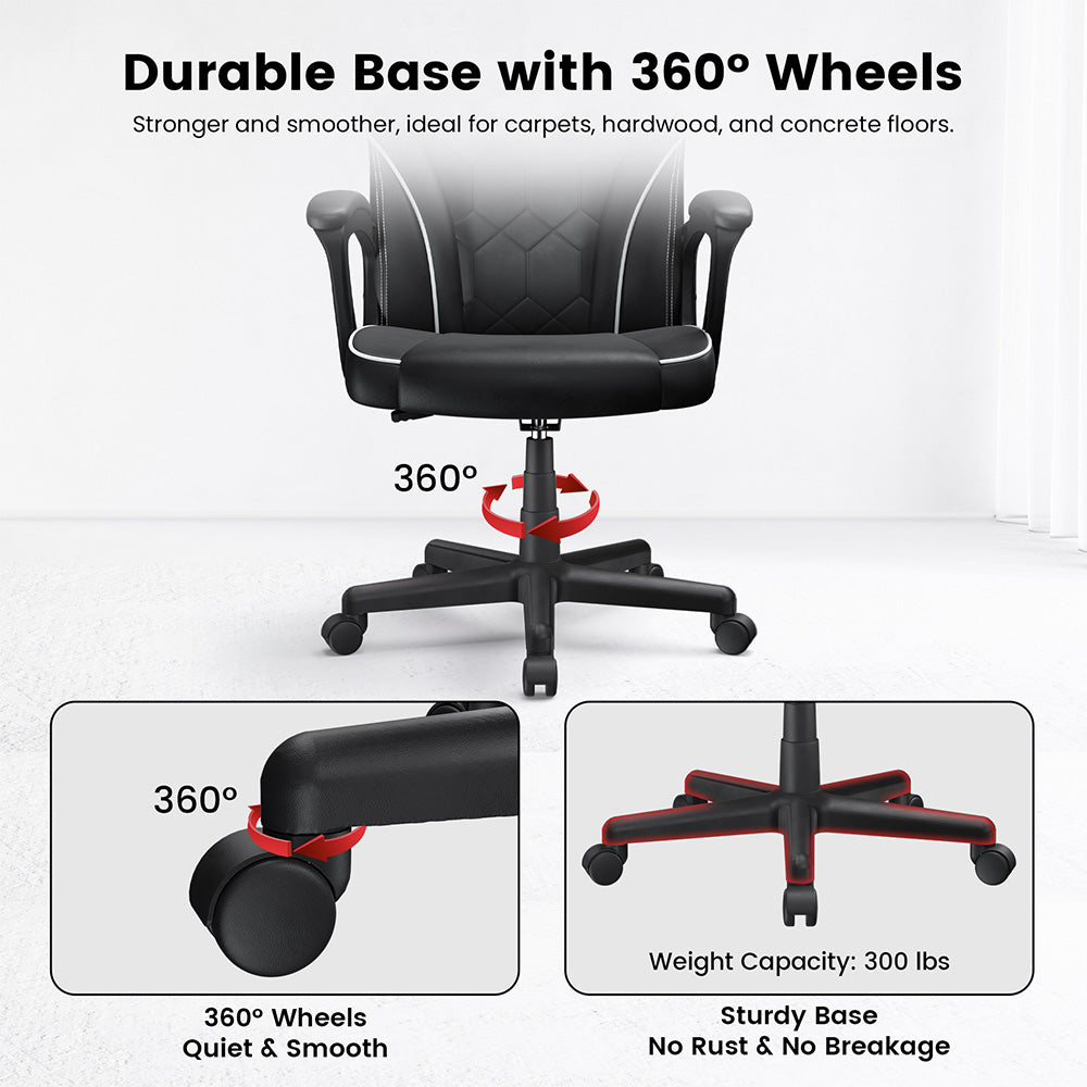 ACGAM CG-4746 Gaming Office Chair Small Version, Ergonomic Foam Backrest, 360° Swivel & Adjustable Height, 36o°Swivel and Height Adjustment