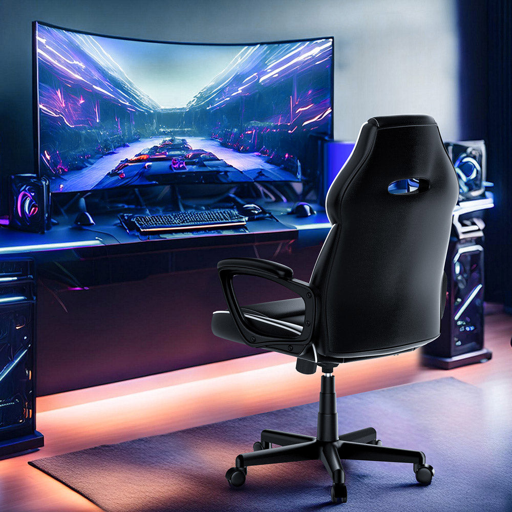 ACGAM CG-4850 Gaming-Bürostuhl, Standardausführung, ergonomisches Design, flexible Neigungsspannung und Höhenverstellung, hochwertiges PVC-Leder, elegante gepolsterte Armlehnen, 360° leichtgängige Drehfunktion