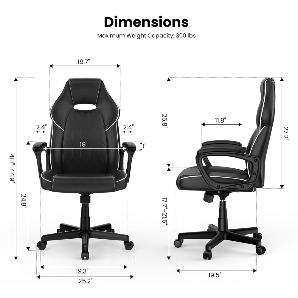 ACGAM CG-4850 Gaming-Bürostuhl, Standardausführung, ergonomisches Design, flexible Neigungsspannung und Höhenverstellung, hochwertiges PVC-Leder, elegante gepolsterte Armlehnen, 360° leichtgängige Drehfunktion