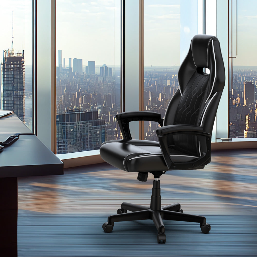 ACGAM CG-5354 Gaming-Bürostuhl XL-Version, ergonomisches Design, flexible Neigungsspannung und Höhenverstellung, hochwertiges PVC-Leder, elegante gepolsterte Armlehnen, 360° leichtgängige Drehfunktion