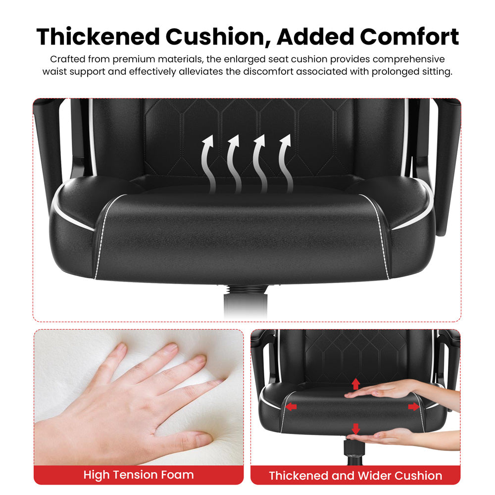 ACGAM CG-5354 Gaming-Bürostuhl XL-Version, ergonomisches Design, flexible Neigungsspannung und Höhenverstellung, hochwertiges PVC-Leder, elegante gepolsterte Armlehnen, 360° leichtgängige Drehfunktion