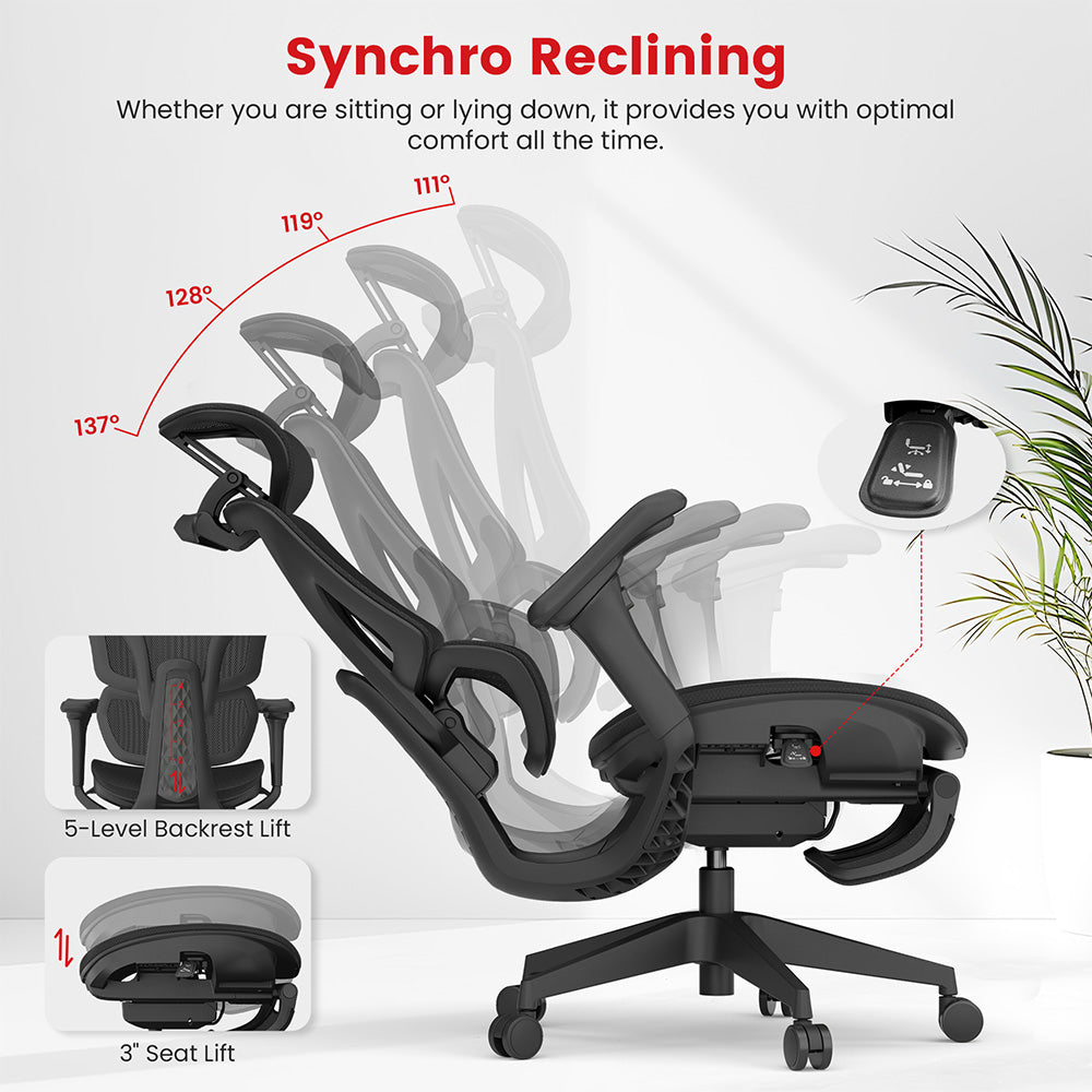 ACGAM CG-5658M Ergonomic Gaming Office Chair with 4D Adjustable Armrest, Lumbar Support, Adjustable Headrest