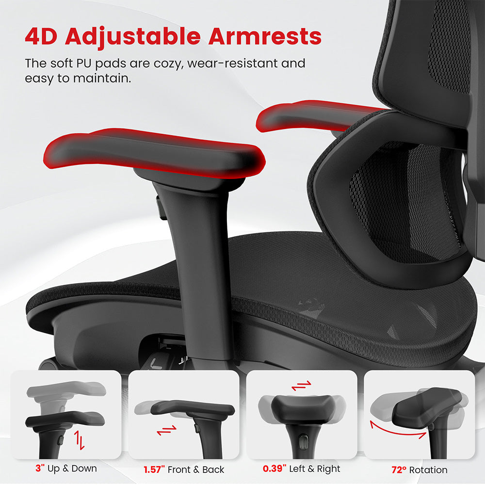 ACGAM CG-5658M Ergonomic Gaming Office Chair with 4D Adjustable Armrest, Lumbar Support, Adjustable Headrest