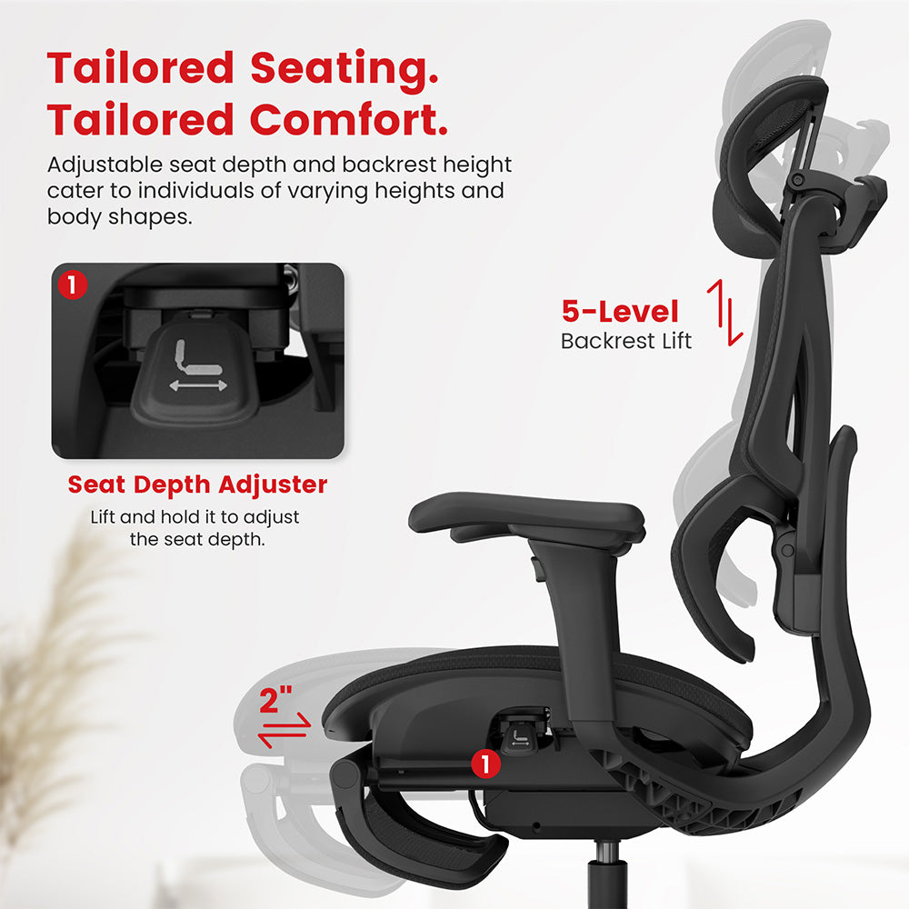 ACGAM CG-5658M Ergonomic Gaming Office Chair with 4D Adjustable Armrest, Lumbar Support, Adjustable Headrest