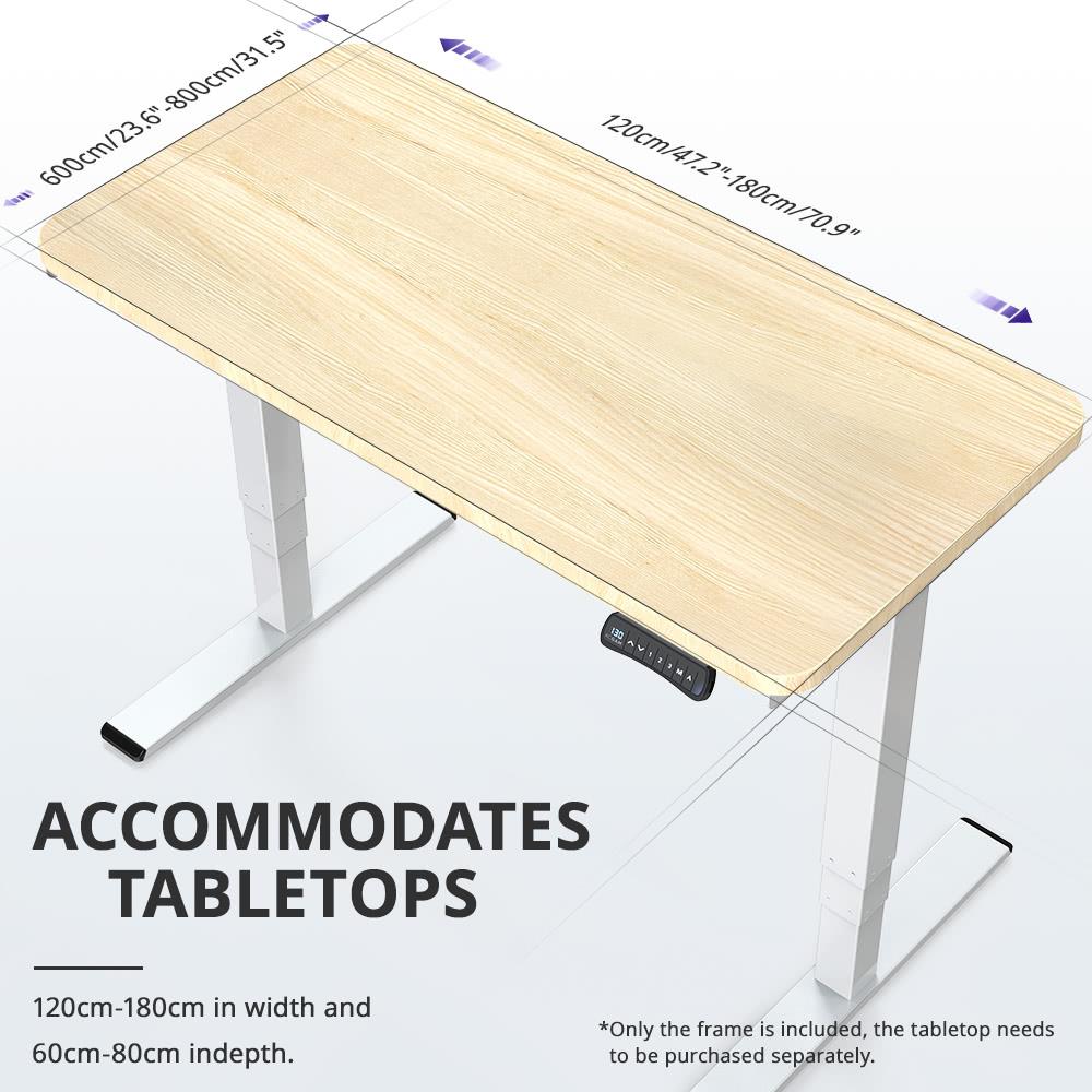Estructura de escritorio de pie ACGAM ET225E con patas de tres etapas y doble motor eléctrico, estación de trabajo ergonómica con altura ajustable - Negro (solo la estructura)