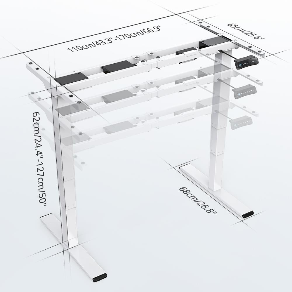Estructura de escritorio de pie ACGAM ET225E con patas de tres etapas y doble motor eléctrico, estación de trabajo ergonómica con altura ajustable - Negro (solo la estructura)