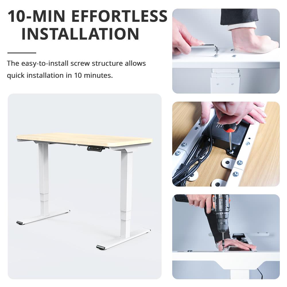 Estructura de escritorio de pie ACGAM ET225E con patas de tres etapas y doble motor eléctrico, estación de trabajo ergonómica con altura ajustable - Negro (solo la estructura)