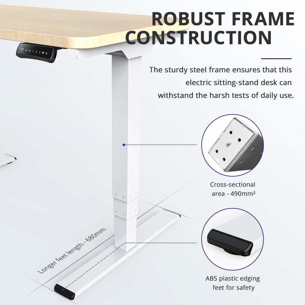 Estructura de escritorio de pie ACGAM ET225E con patas de tres etapas y doble motor eléctrico, estación de trabajo ergonómica con altura ajustable - Negro (solo la estructura)
