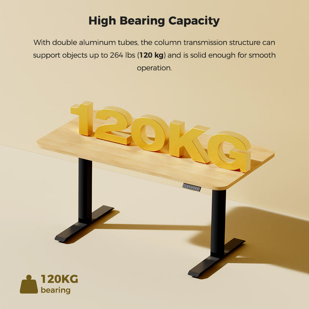 Estructura de escritorio de pie ajustable eléctricamente de 3 etapas y doble motor ACGAM JSZ-3, alta resistencia con capacidad de carga de 120 kg (264 lbs), para oficina en casa, negro.