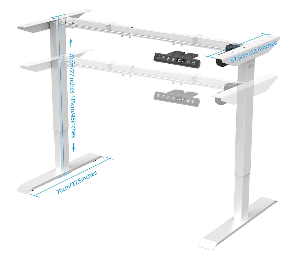 Acgam Elektrischer Stehschreibtisch mit Gestell, ergonomischer, höhenverstellbarer Standfuß, schwarz (nur Gestell)