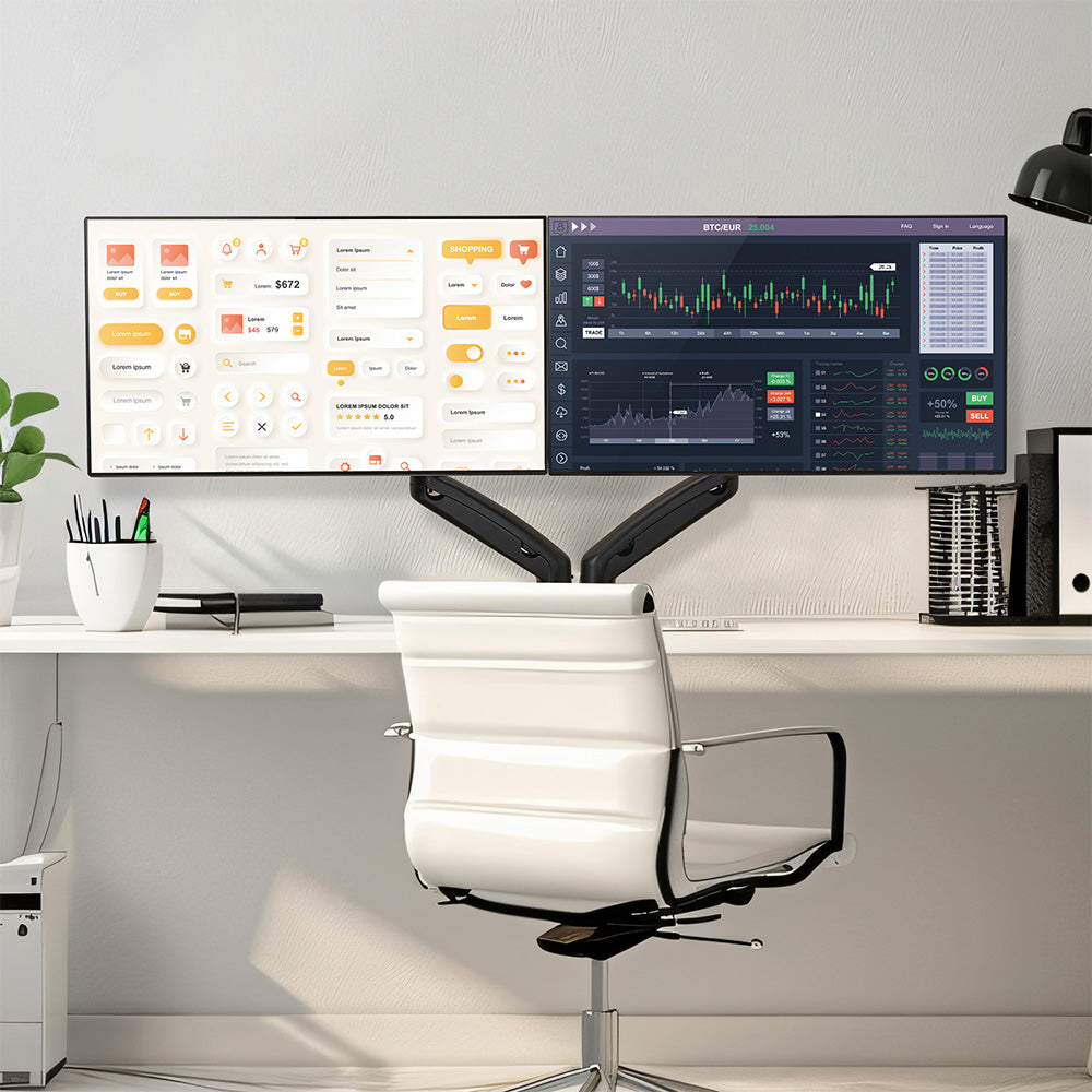 ACGAM MAS-1D Federunterstützte Dual-Monitorhalterung mit flexiblem Winkel und Installation