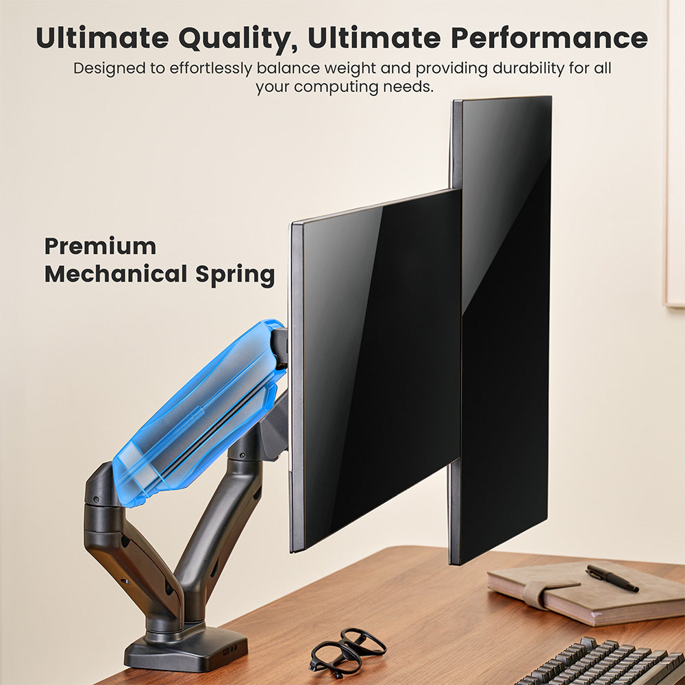 ACGAM MAS-1D Federunterstützte Dual-Monitorhalterung mit flexiblem Winkel und Installation