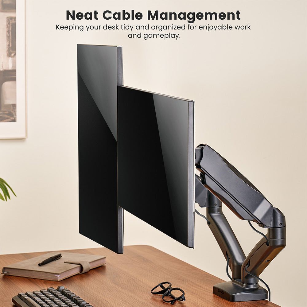 ACGAM MAS-1D Federunterstützte Dual-Monitorhalterung mit flexiblem Winkel und Installation