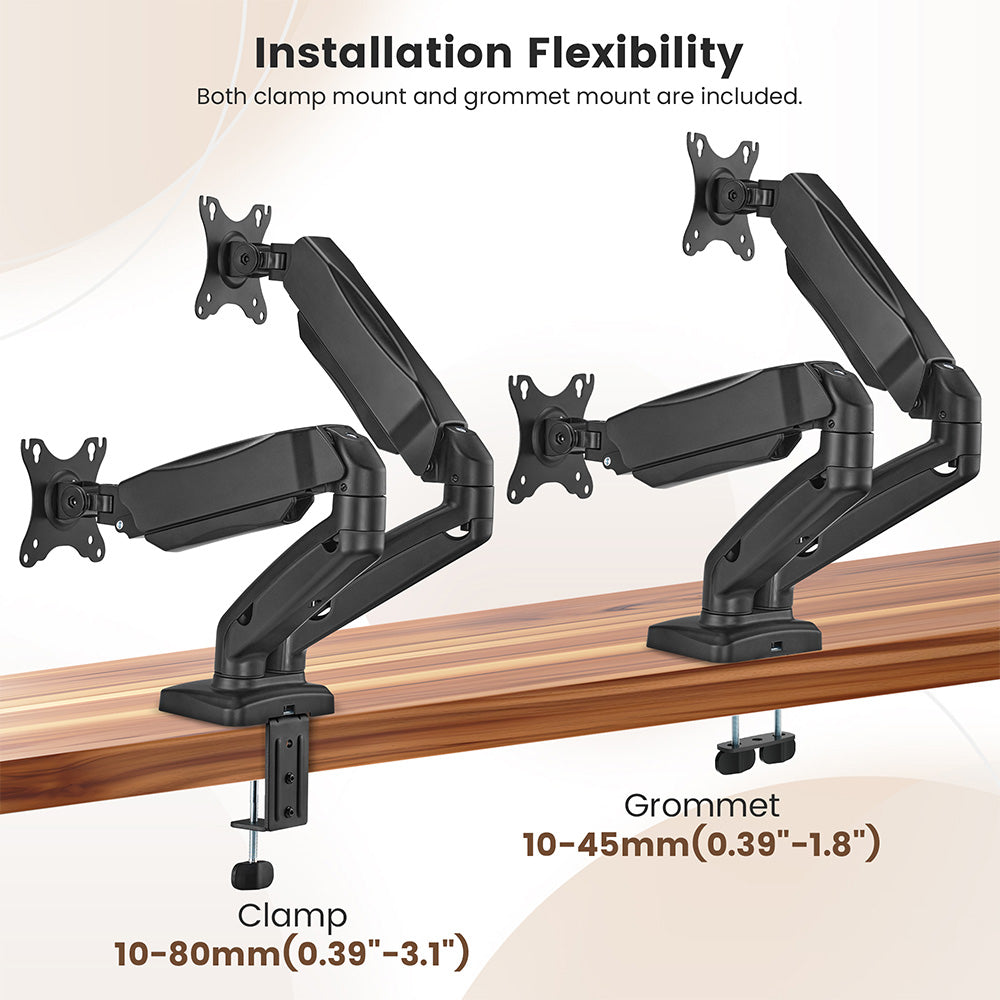 ACGAM MAS-1D Federunterstützte Dual-Monitorhalterung mit flexiblem Winkel und Installation