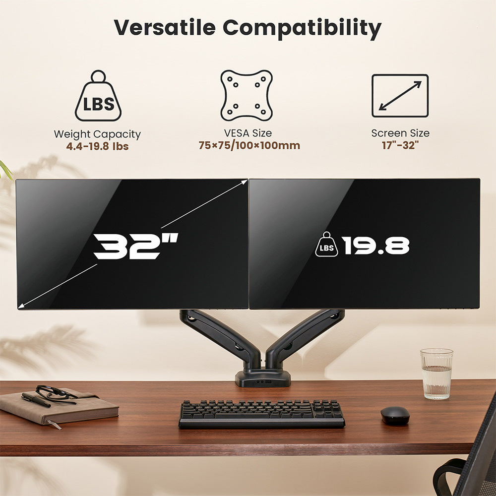 ACGAM MAS-1D Federunterstützte Dual-Monitorhalterung mit flexiblem Winkel und Installation