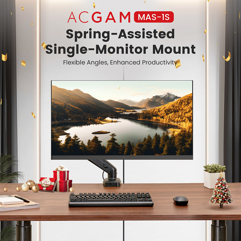 ACGAM MAS-1S Spring-Assisted Single-Monitor Mount with Flexible Angle and Installation